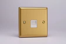 Image of Telephone Socket Brass Extension Classic Brushed + White Insert Varilight XBTSW
