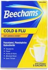 Image of Beechams Cold & Flu Hot Lemon & Honey Sachets 5 Pack
