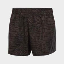Image of Adidas Women's Run Icons 3-Stripes Crocodile Print Running Shorts New