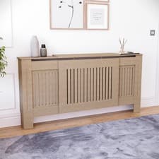 Image of Vida Designs Chelsea Radiator Cover Natural Protective Hallway Vertical Slat