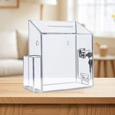 Image of Suggestion Box Donation Ballot Box Multipurpose Collecting Opinion Clear Large