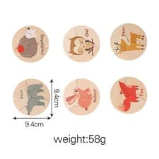 Image of Wooden Animal & Vegetable Matching Puzzle Kids Early Educational Word Toy