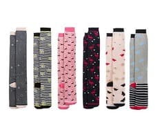 Image of 6 Pairs Of Ladies Welly Boot Socks, Long Design Wellington Sock, Size 4-7