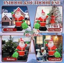 Image of 8FT Christmas Inflatable Santa Claus with LED Lights, Christmas Decoration