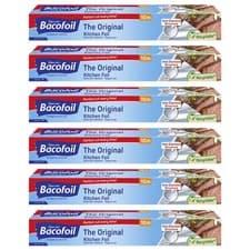 Image of 6 x Bacofoil The Original Kitchen Foil Easy-Cut Tear & Heat-Resistant 30cm x 10m