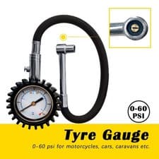 Image of Tyre Pressure Gauge 0-60psi Fits Motorcycle Car Caravan Bike w/ 360° Swivel Head