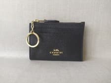 Image of Coach Mini Skinny ID zip Card Case in cross grain Leather FREE Shipping T / 9171