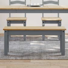 Image of Dining Bench PANAMA Grey 105x30x45 cm Solid Wood Pine