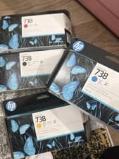 Image of HP DesignJet 738 Ink Cartridge Set (Cyan, Magenta, Yellow, Black)