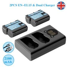 Image of 2× EN-EL15 EL15a Battery +Charger For Nikon 1 V1 D780 D600 D810 D750 D7100 Z6 Z7