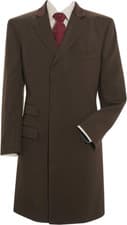 Image of Mens 100% Wool Overcoat Brown Long Formal Coat Velvet Collar by Samuel Windsor