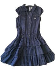 Image of GUESS Denim Style Ruffle Dress (girls 16) Wears UK 6/8
