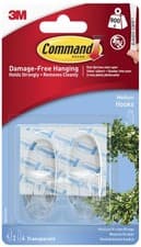 Image of Command Medium Hook Pack of 2 Hooks and 4 Adhesive Strips Transparent Damage