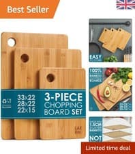 Image of Eco-Friendly Extra-Thick Bamboo Cutting Boards - 3-Piece Set for Kitchen Safety