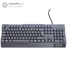 Image of connektgear KB232 USB Standard UK Layout Keyboard - Water Resistant - Black