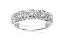 Image of Diamond Eternity Ring. 18ct White Gold 0.75ct Diamond Cushion Shape Halo