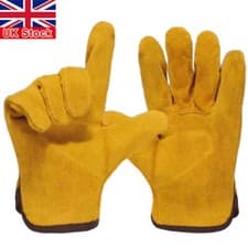 Image of WELDING GLOVES SHORT CUFF TIG MIG GAUNTLET LEATHER HEAT RESISTANT MITTENS UK