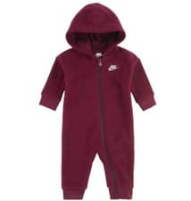 Image of Nike Baby Fleece Romper With Hood Red White 3 Or 6 Months New