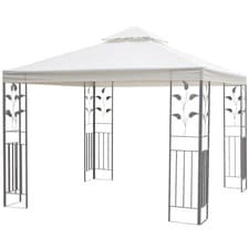 Image of Outsunny 3m x 3m Outdoor Decorative Garden Gazebo Canopy Steel Frame - Cream