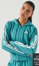 Image of adidas Sportswear Women's 3-stripes French Terry Medium Hoodie - Turquoise