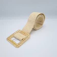 Image of Cream elasticated straw belt