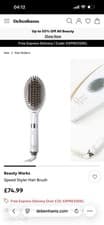 Image of Beauty Works Hair Straightener Brush 80-220°F White and Gold