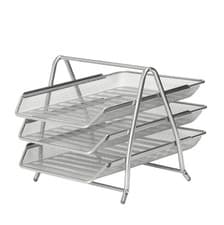 Image of Osco A4 Document Tray 5 Tier Office Filing drawers Paper Holder Silver Mesh