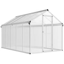 Image of Outsunny 10x6ft Aluminium Greenhouse with/ Door Window Galvanised Base PC Panel