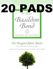 Image of [ 20 PADS ] Basildon Bond Writing Pad Set 40 White Paper Sheets  178x137mm Guide