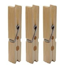 Image of 20 PACK Big Large Bamboo Wood / Wooden Hardwood Rot & Weatherproof Clothes Pegs
