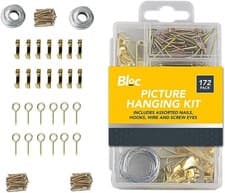 Image of 172 Piece Picture Hanging Set, Quality Picture Hooks, Eyelet Screws, Wire and N