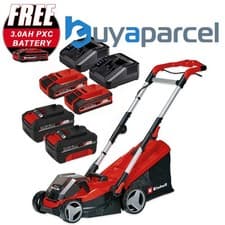 Image of Einhell Twin 18v / 36v Cordless Lawnmower 34cm Cut RASARRO 36/34 PXC 4x Battery