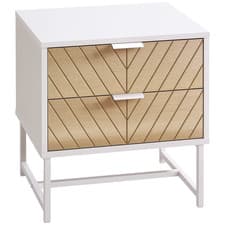 Image of HOMCOM Bedside Table End Table with 2 Drawers for Bedroom, White and Oak