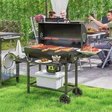 Image of Large Charcoal BBQ Grill Smoker Trolley Portable Outdoor Garden Barbecues Grill