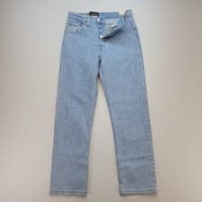 Image of Levis 501 Jeans Womens 24 Blue Cropped Straight Button Fly Zebra Mid Rise Denim