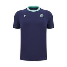 Image of RUGBY SCOTLAND – SHIRT ATHLEISURE COTTON NAVY - MACRON - Season 2024/25