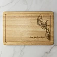 Image of Personalised Wooden Stag Chopping Board Any Text Laser Engraved Cheese Serving