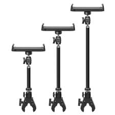 Image of Adjustable Height Phone Tablets Mount 360 Swivels Heavy Duty Desktop Clamp Arm