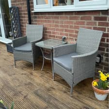 Image of Rattan Bistro Set 3 Pcs Garden Patio Furniture Cushion Wicker 2 Seat Chair Table