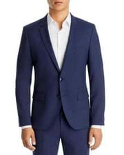 Image of Hugo L136303 Mens Navy Arti Extra Slim Fit Tonal Check Suit Jacket Size 44R
