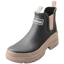 Image of Barbour Nimbus Womens Wellington Boots in Dusky Grey Gardenia Pink - 6 UK