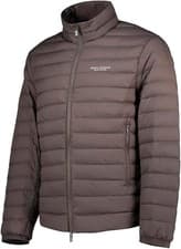 Image of Armani Exchange Quilted Down Milano New York Logo Zip up Jacket Dark Gull Grey