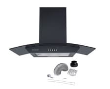 Image of CGL700BK/A Energy A Rated 70cm Smoked Curved Glass Chimney Cooker Hood & Ducting
