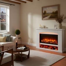 Image of Endeavour Fires Duggleby Electric Fireplace in an Off White MDF Fire Suite
