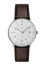 Image of Junghans Max Bill Quartz 41/4461.02 38 mm Silver Dial Leather Watch