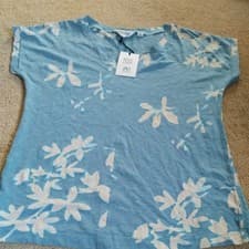 Image of WHITE STUFF NELLY NOTCH NECK TEE BLUE (443901 ) SIZE 10 NEW WITH TAGS ON