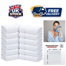 Image of 12 Pack 100% Cotton Face Cloths | Ultra Soft & Highly Absorbent | 30x30 cm