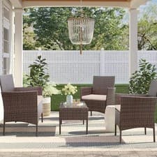 Image of 4pcs Rattan Outdoor Garden furniture sofa set with 2x Armchairs 1x Double Sofa