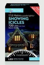 Image of Premier 720 LED Snowing Icicle Christmas Warm White Lights with Timer New