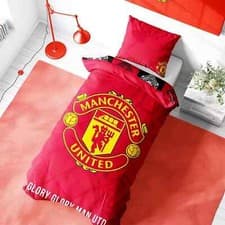 Image of MANCHESTER UNITED FC CREST SINGLE DUVET COVER SET RED FOOTBALL BEDDING MAN UTD